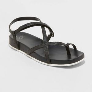 a new day Black Cross-Strap Sandals